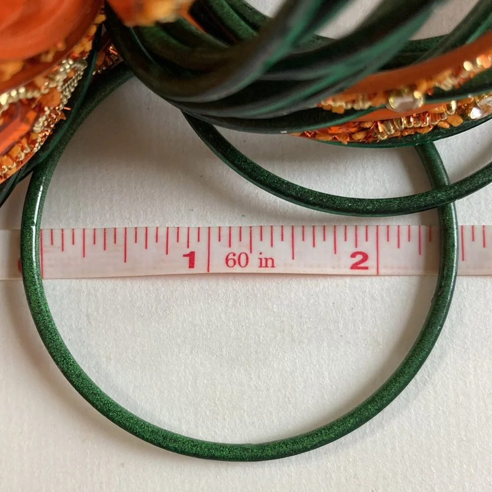 Set of colorful smaller size bangle bracelets - green and orange - Picture 3 of 6